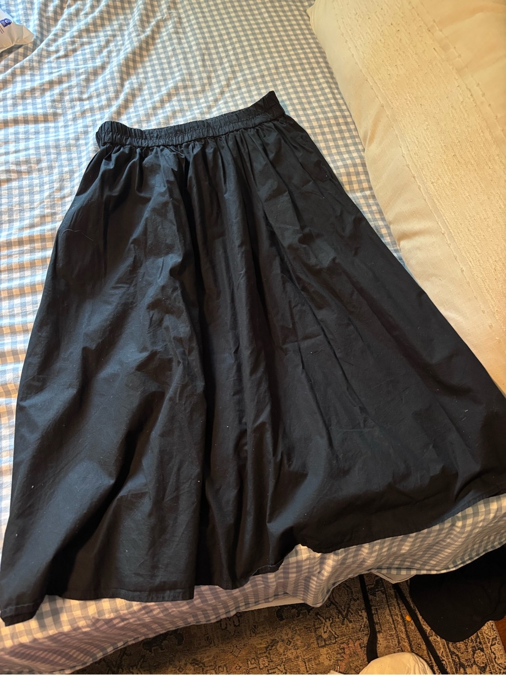 A New Day Cotton Black Midi A-Line Skirt